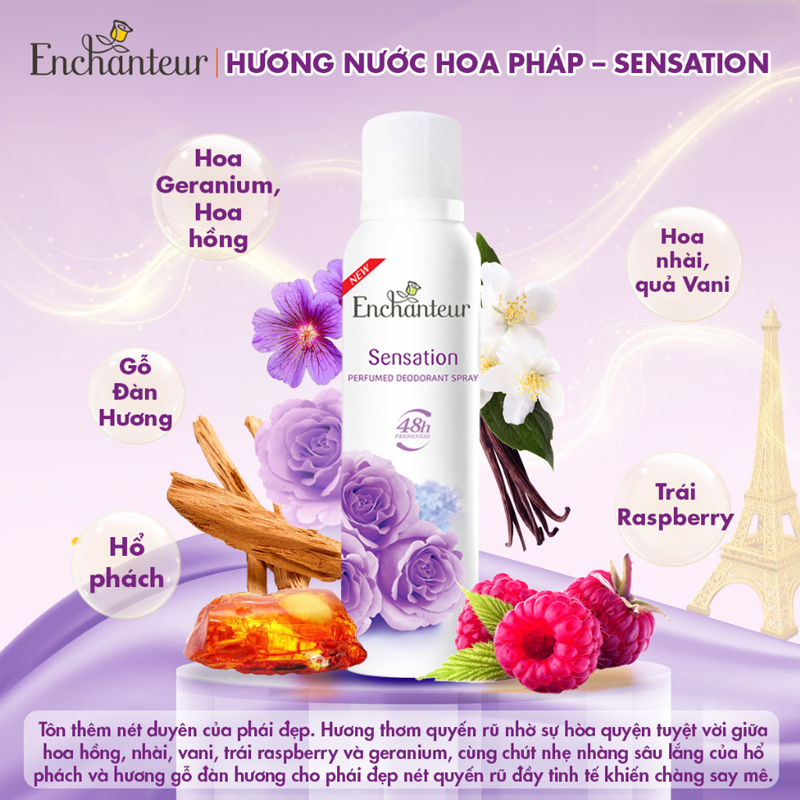 Xịt Khử Mùi Enchanteur Hương Nước Hoa Siêu Khô Thoáng