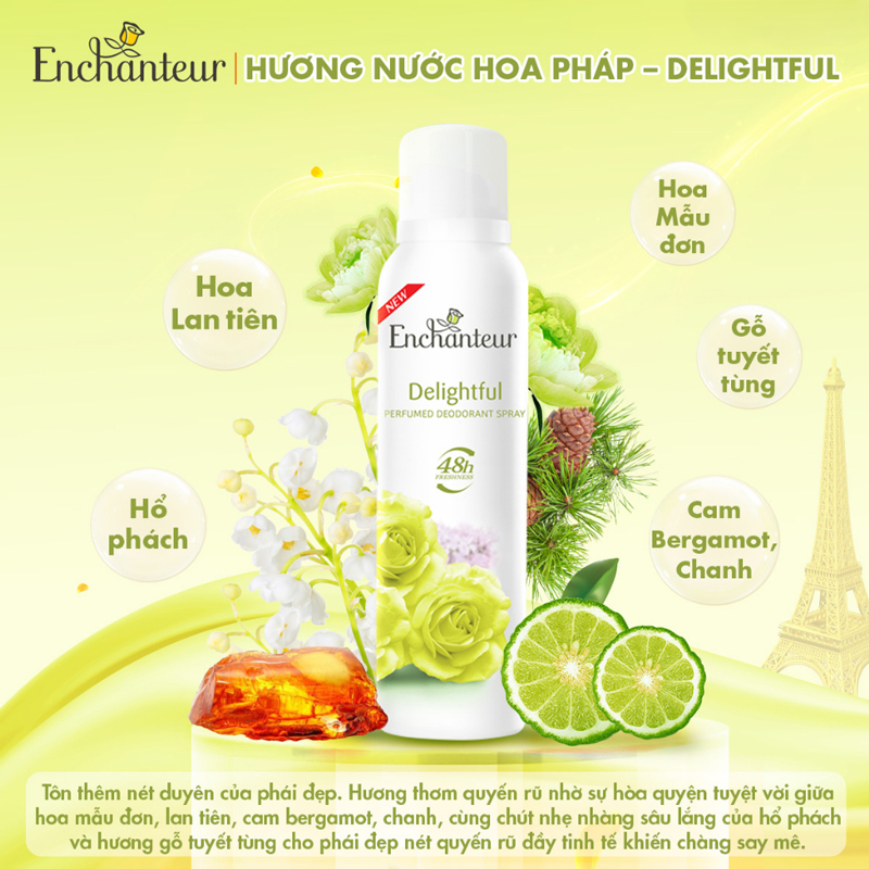 Xịt Khử Mùi Enchanteur Hương Nước Hoa Siêu Khô Thoáng