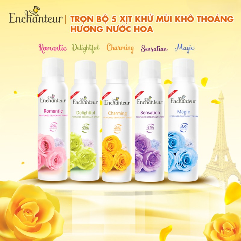 Xịt Khử Mùi Enchanteur Hương Nước Hoa Siêu Khô Thoáng