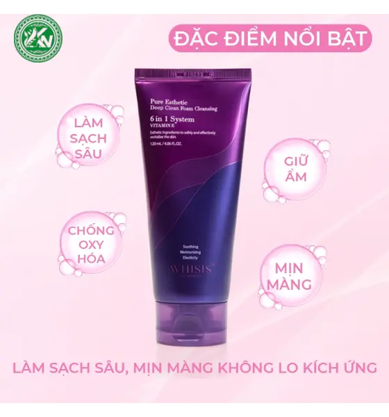 Sữa rửa mặt trắng da Vitamin E WHISIS Hàn Quốc Pure Esthetic Deep Clean Foam Cleansing giúp làm sạch sâu