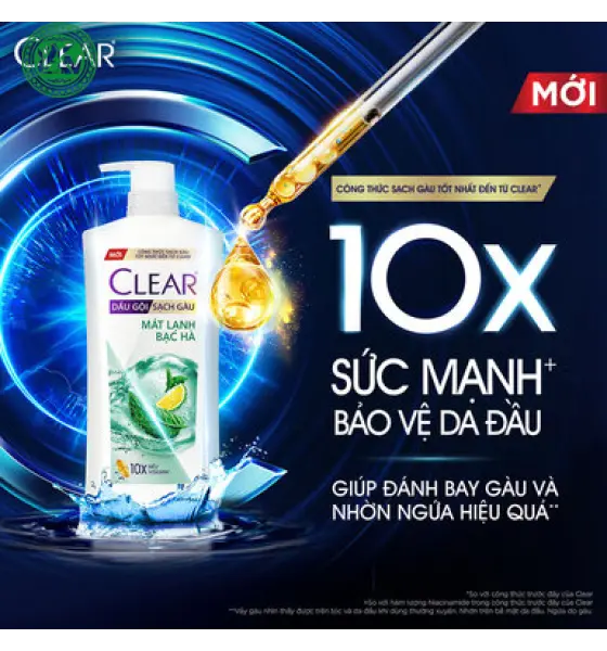 Dầu Gội Clear Sạch Gàu Mát Lạnh Bạc Hà