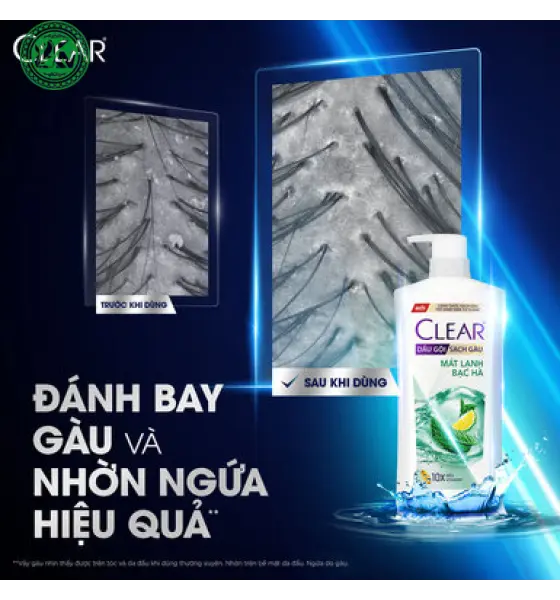 Dầu Gội Clear Sạch Gàu Mát Lạnh Bạc Hà
