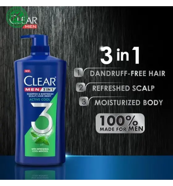 Dầu Gội-Tắm Clear Men 3in1 Mát Lạnh Toàn Thân