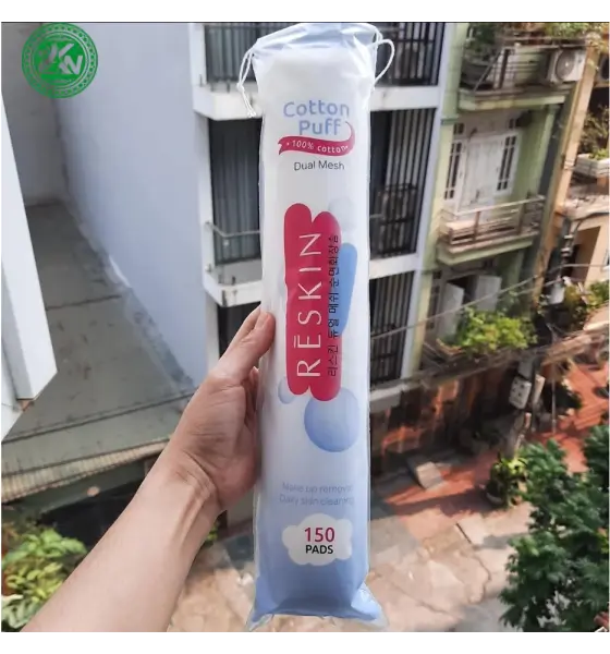 Bông tẩy trang 5 lớp đa năng 2 in 1 100% cotton thiên nhiên Reskin Cotton Puff Dual Mesh