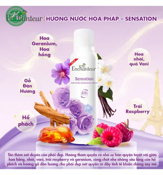 Xịt khử mùi nữ hương nước hoa Enchanteur