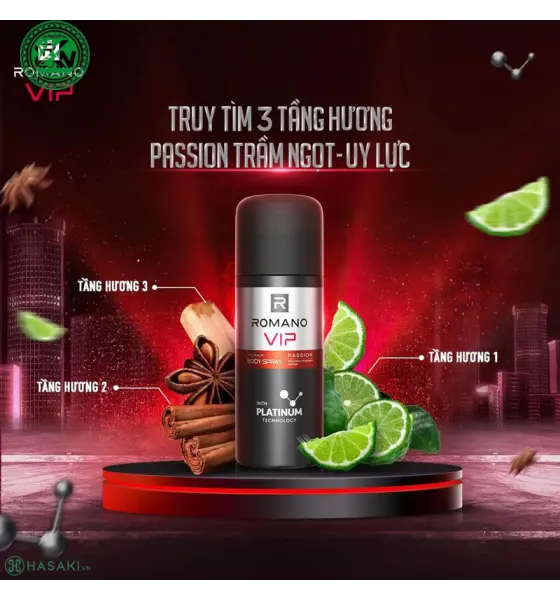 Xịt Khử Mùi Romano Vip Hương Passion 150ml